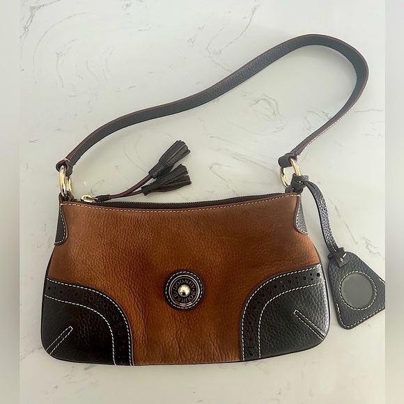 Dooney & Bourke Handbags - Dooney & Bourke Vintage Baguette Shoulder Bag Two-Tone Pebbled Leather, Y2K- EUC